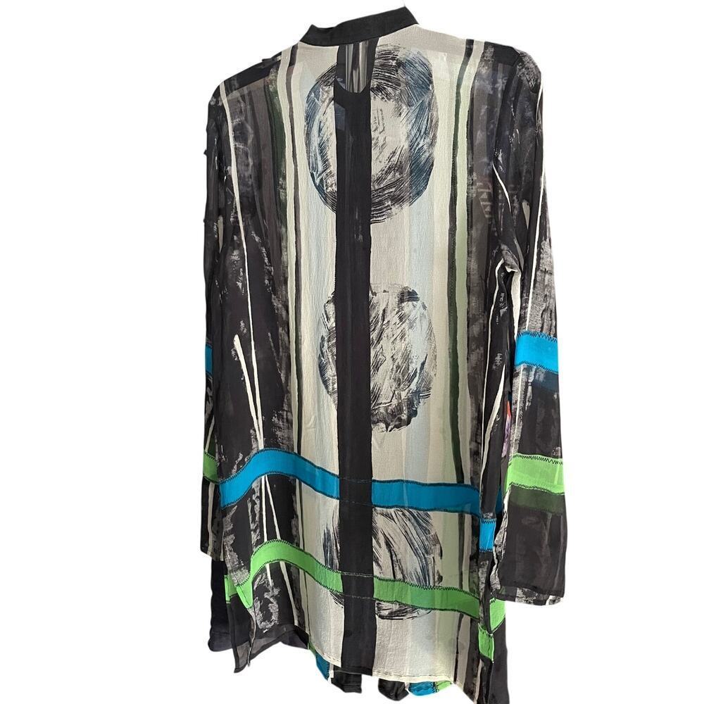 Silk Tunic Shirt Hand Painted by Gideon Oberson Size Small - Picture 3 of 7